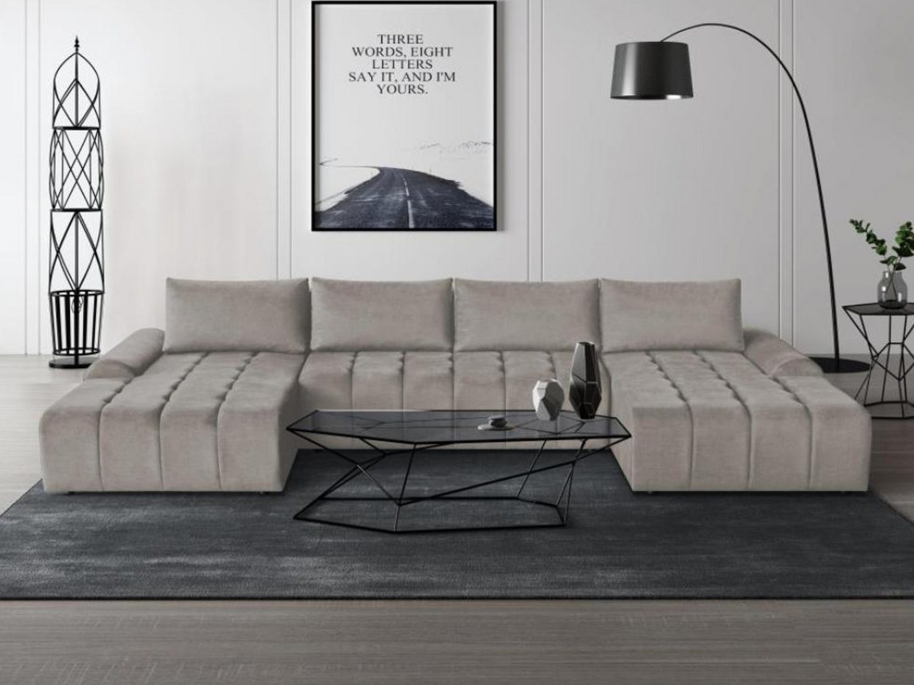 Beautysofa Ecksofa Costa U, inkl. Schlaffunktion, Bettkasten, modernes Lounge-Ecke für Wohnzimmer Bild 1