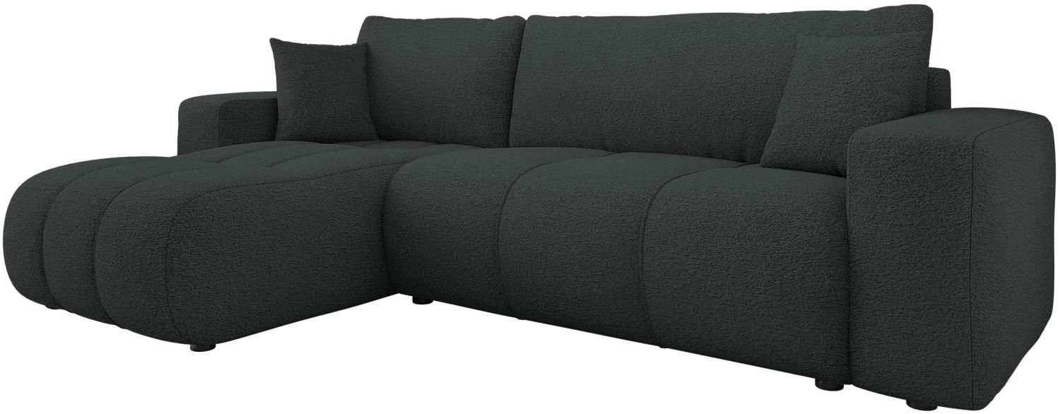 Mirjan24 'Furyn' Ecksofa mit Bettkasten und Schlaffunktion, L-Form, schwarz, 244 x 145 x 82 cm Bild 1