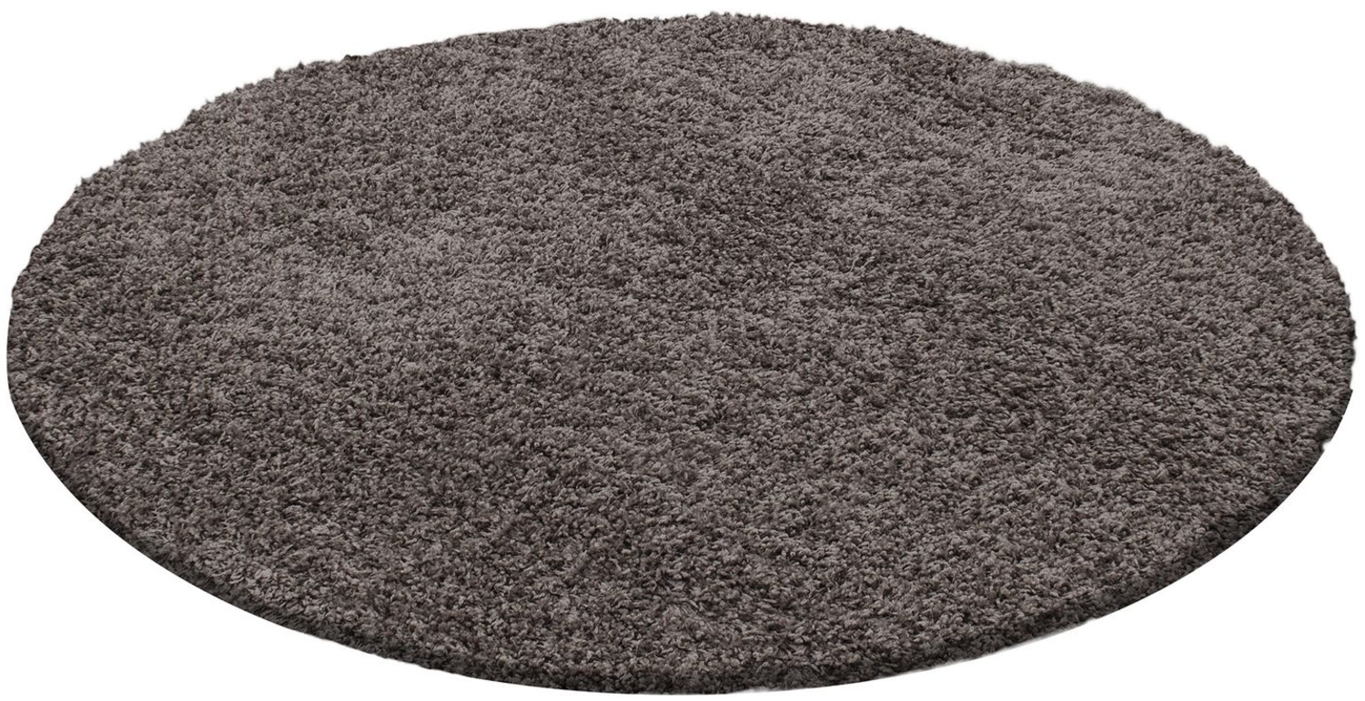 Hochflor Teppich Lux rund - 200 cm Durchmesser - Taupe Bild 1