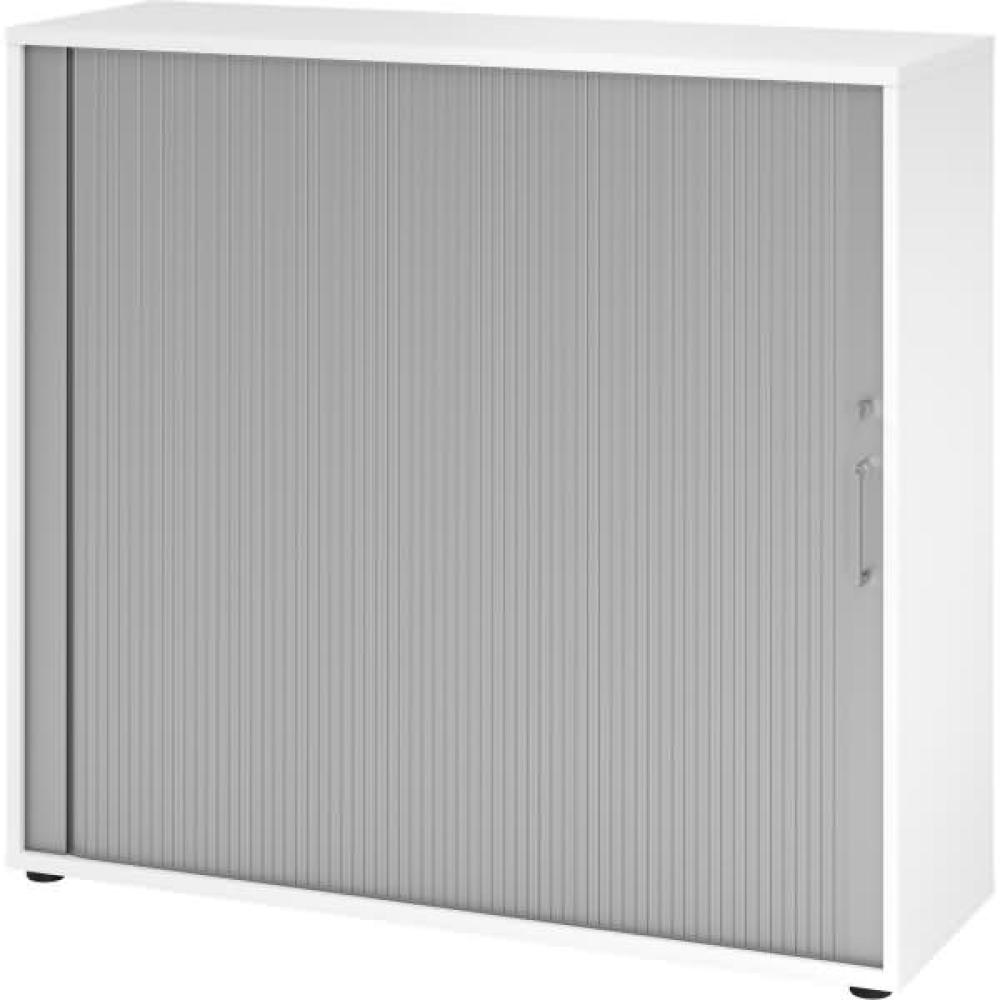 mcbuero. de Rollladenschrank 3OH BxTxH 120x40x110cm Griff BS Weiß/Silbe Bild 1