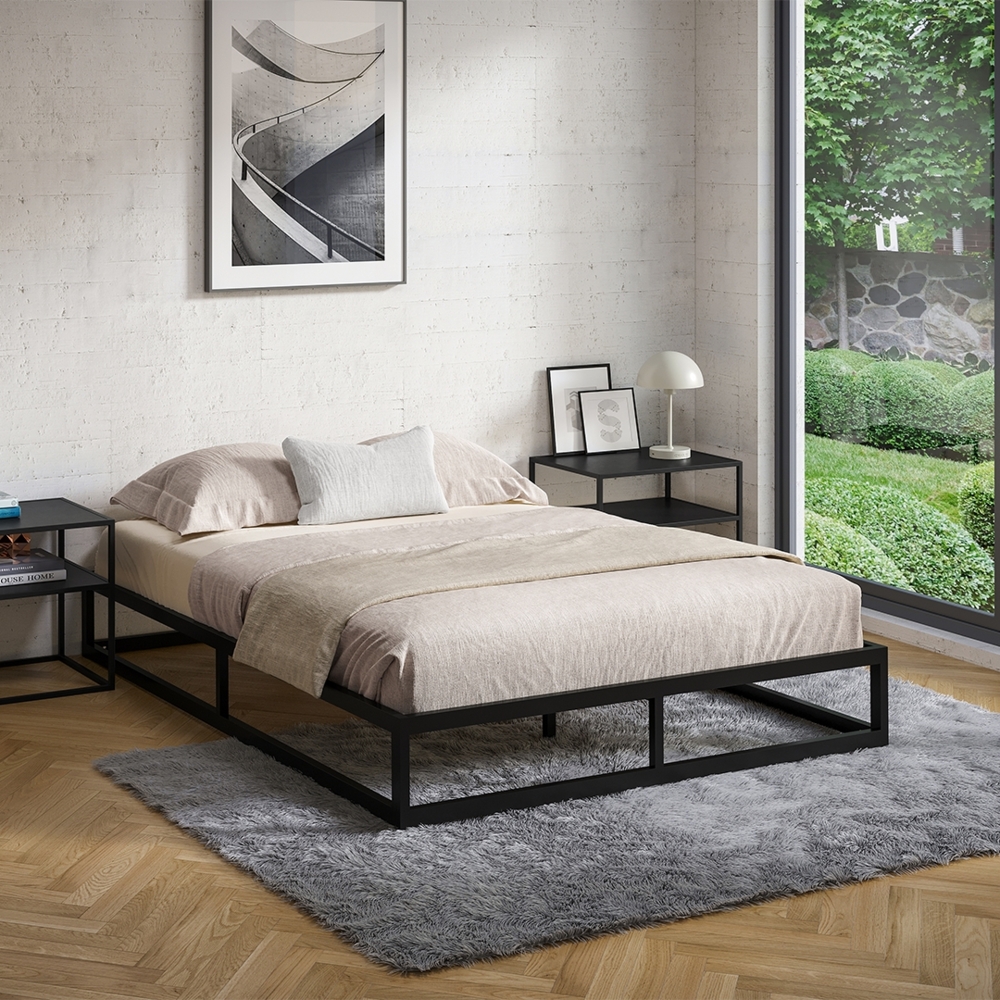skølm 'Bragi' Bett 140x200 cm, Metall, schwarz, Höhe 25 cm hoch, Doppelbett mit Lattenrost Bild 1