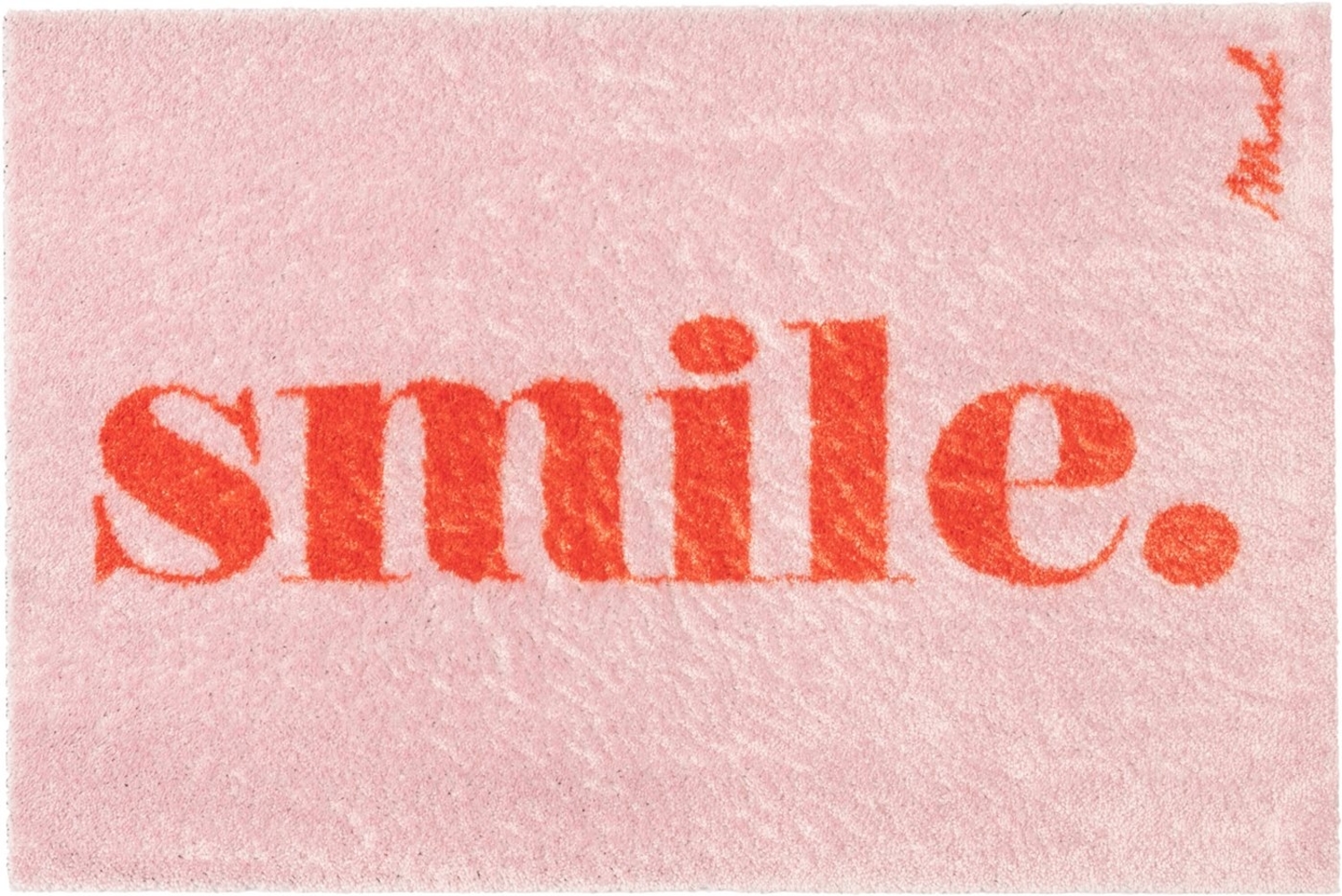 Mad about Mats Fußmatte Perla, Türvorleger, Indoor, Badematte, Pink Rot, Mit Spruch "Smile.", Trendy, weich und flauschig, rutschfest, waschbar, 50x75 cm Bild 1