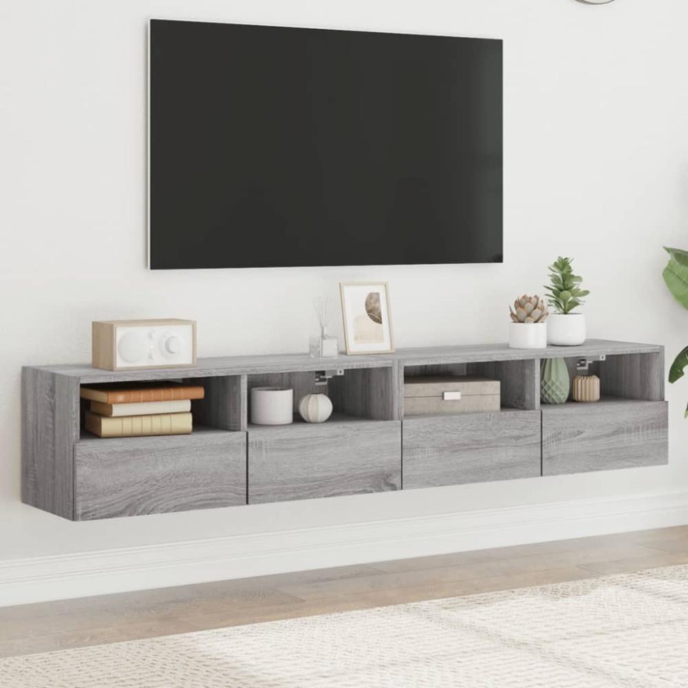 vidaXL TV-Wandschränke 2 Stk. Grau Sonoma 80x30x30 cm Holzwerkstoff 836879 Bild 1