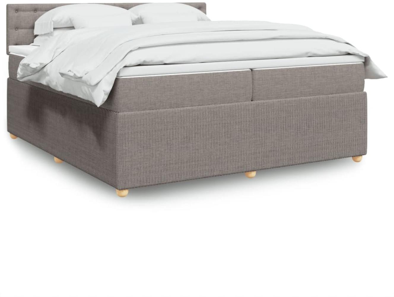 vidaXL Boxspringbett mit Matratze Taupe 200x200 cm Stoff 3289881 Bild 1