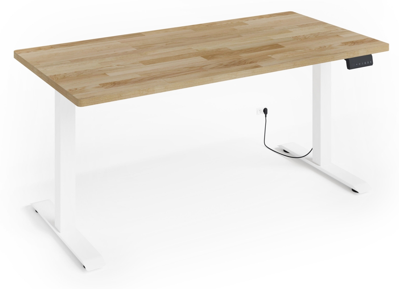 Höhenverstellbarer Schreibtisch BIM Natural Desk Eichenfurnier 160x80x3 white/Eiche Bild 1