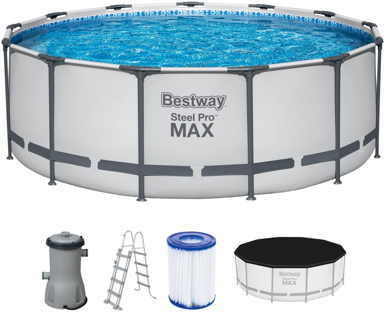 Bestway 'Steel Pro Max' Frame Pool mit Filterpumpe, lichtgrau, 122 x 396 x 396 cm Bild 1