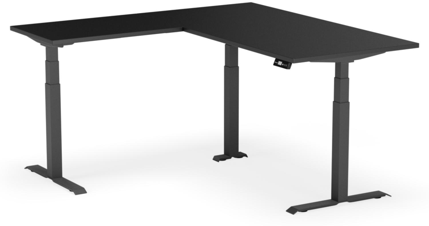 elektrisch höhenverstellbarer Schreibtisch L-SHAPE 180 x 170 x 60 - 90 cm - Gestell Schwarz, Platte Anthrazit Bild 1