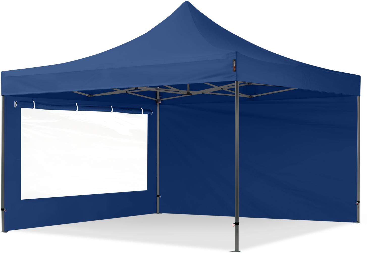 4x4 m Faltpavillon, PREMIUM Stahl 40mm, Seitenteile mit Panoramafenstern, blau Bild 1