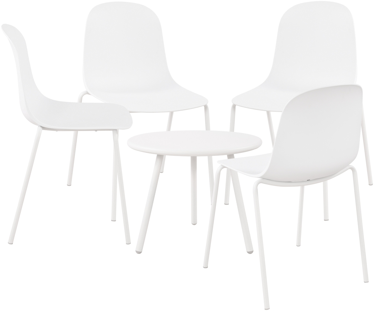 CLP 4er Sitzgruppe Mindin Set 1 Tisch 4 Stapelstühle wetterfest UV-beständig,weiß Bild 1
