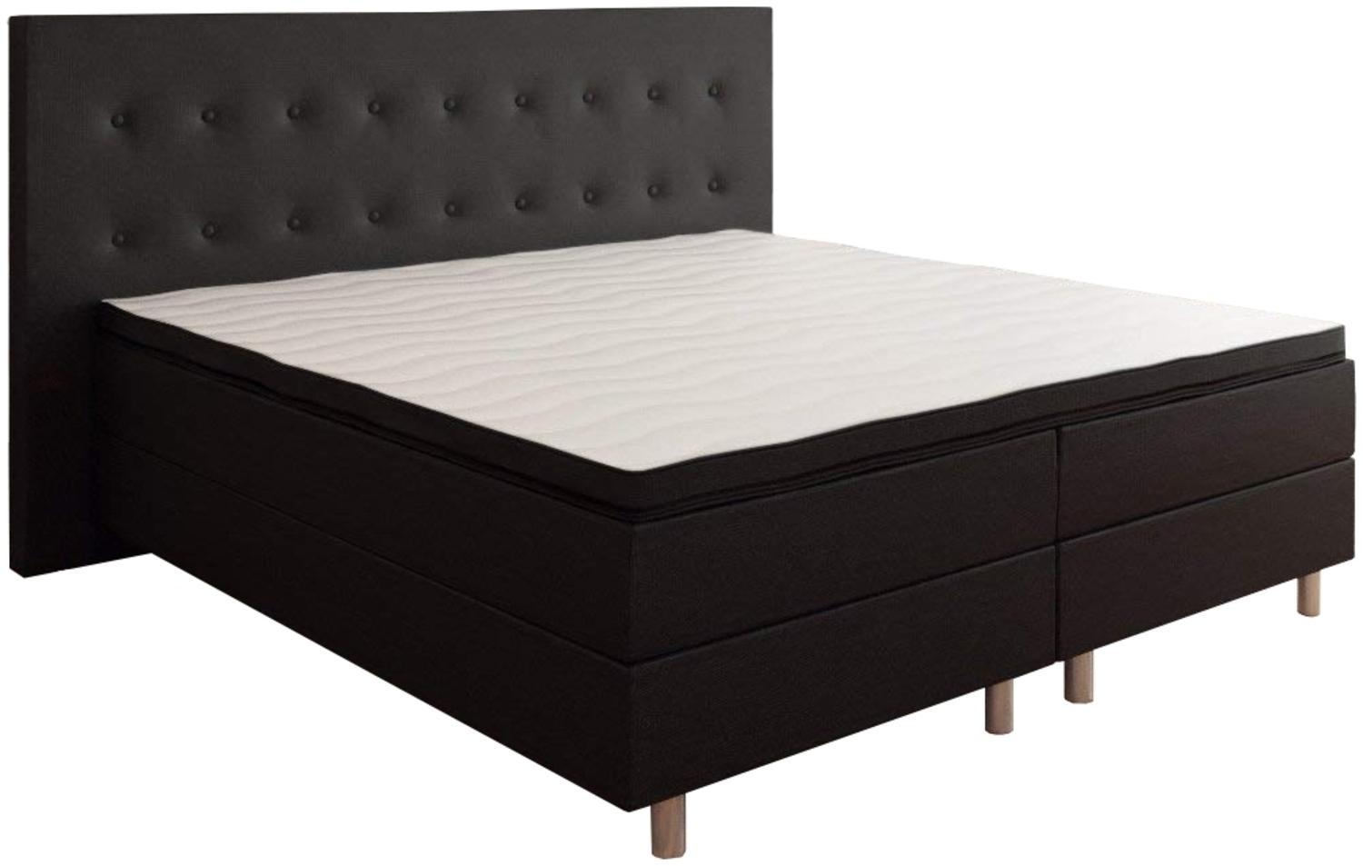 Best For You Boxspringbett Rio Barcelona Schwarz 5-Zonen mit Visco Topper H3 First Class Bett in verschiedenen Größen 200x200 Bild 1