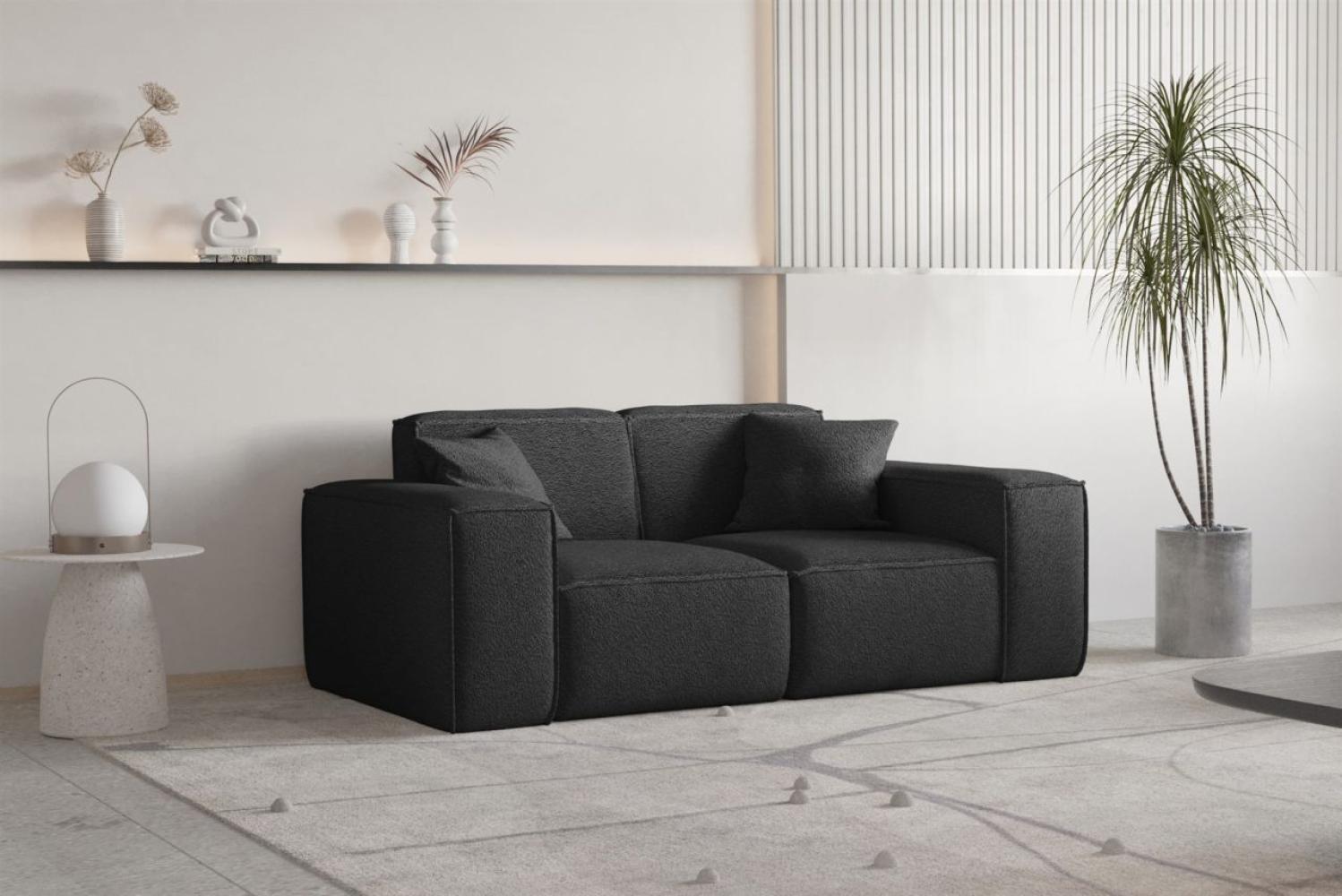 Sofa Designersofa CELES PREMIUM 2-Sitzer in Stoff Ascot Bukla Schwarz Bild 1