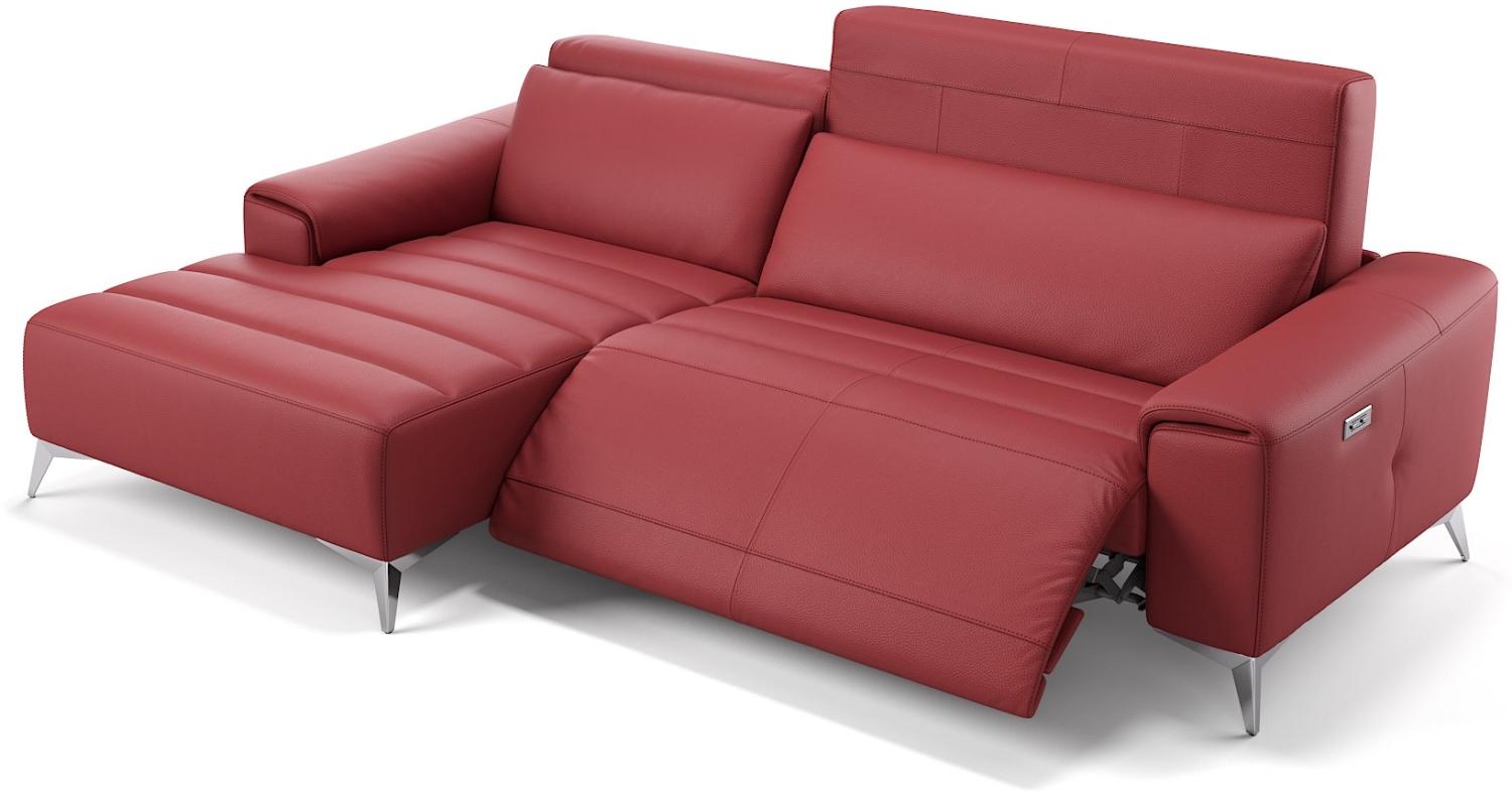 Sofanella Ecksofa BELLA Sofalandschaft Funktionscouch Ledercouch in Rot M: 266 Breite x 100 Tiefe Bild 1