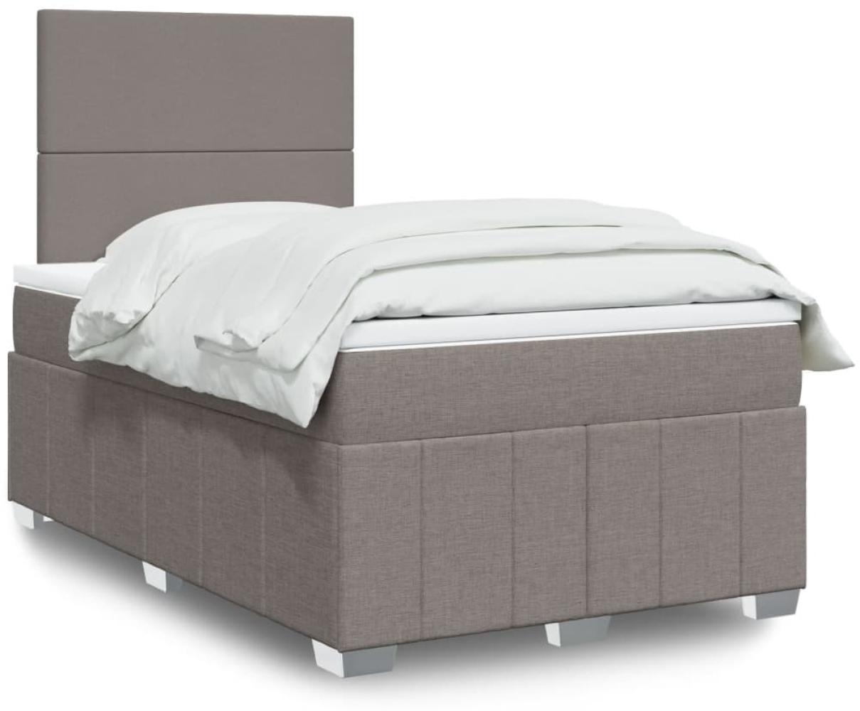 vidaXL Boxspringbett mit Matratze Taupe 120x200 cm Stoff 3293932 Bild 1