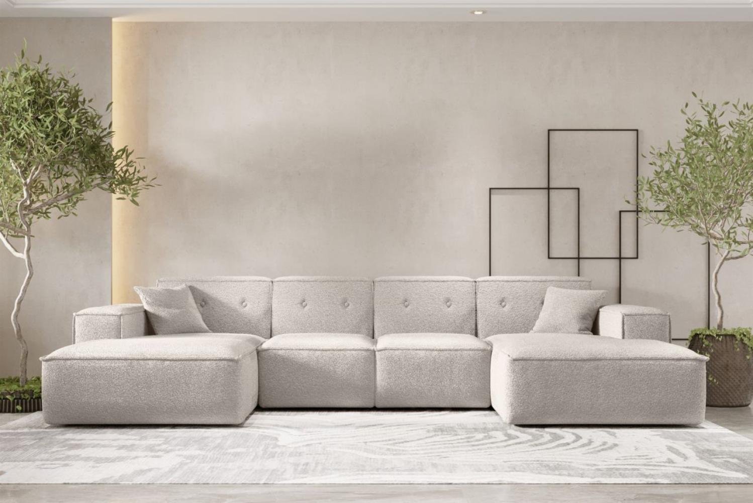 Wohnlandschaft Sofa U-Form CESINA in Stoff Ascot Bukla Creme Bild 1