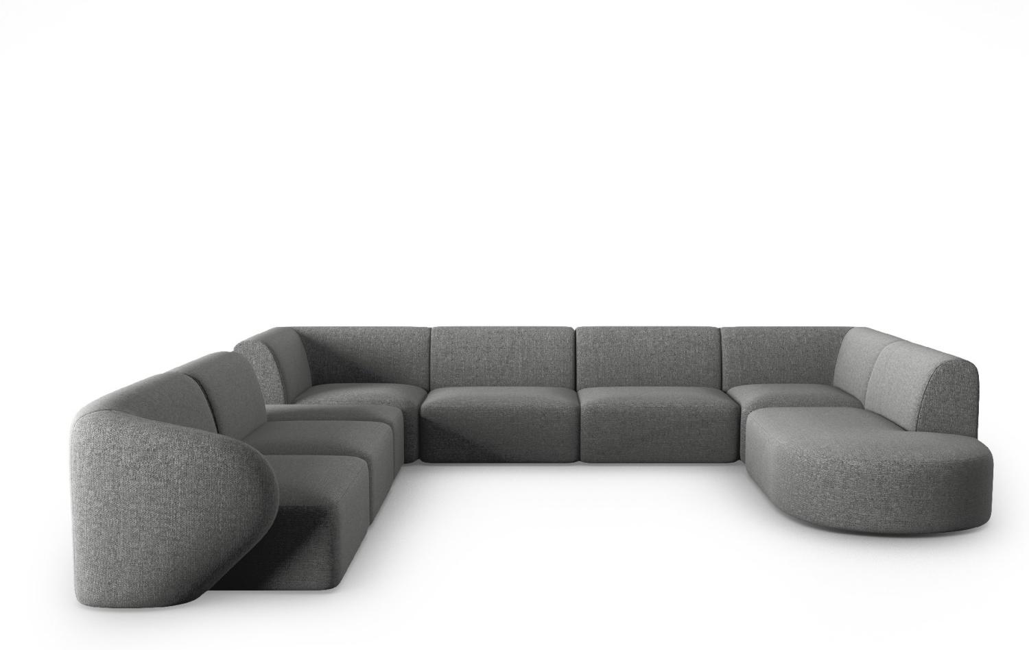 Micadoni Modulares Panorama Ecksofa Shane 8-Sitzer Links Chenille Dunkelgrau Melange Bild 1