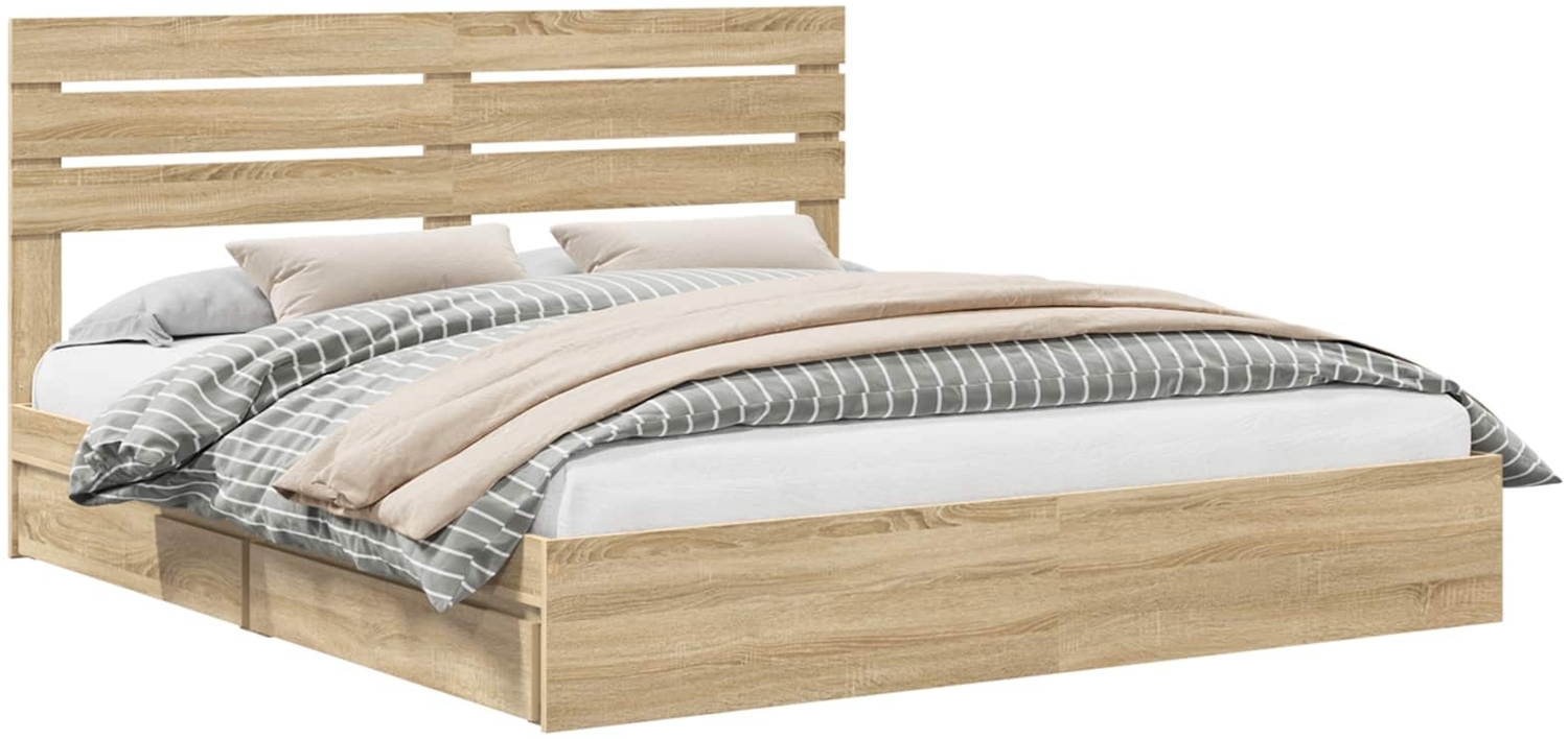 vidaXL Aufbewahrungsbett Sonoma-Eiche 200x200 cm Holzwerkstoff 3411545 Bild 1