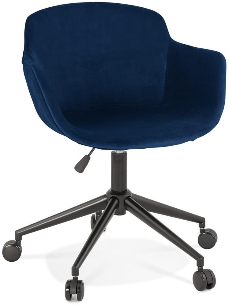 Ergonomischer Bürostuhl | Konferenz & Besucherstuhl mit hoher Rückenlehne | Samt Drehstuhl für Office & Meeting | Modern Design | Dunkelblau, 59x54cm | Pilano von Kadima Design Bild 1