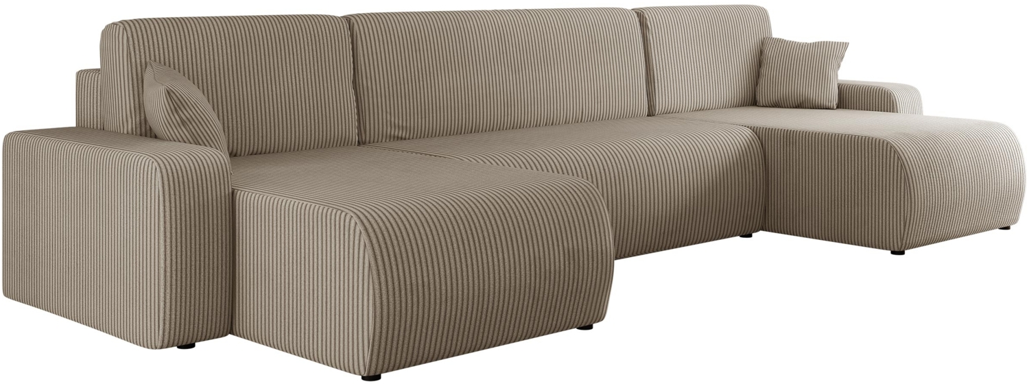 Ecksofa Pixalo U Cord mit Schlaffunktion und Bettkasten (Farbe: Poso 02) Bild 1