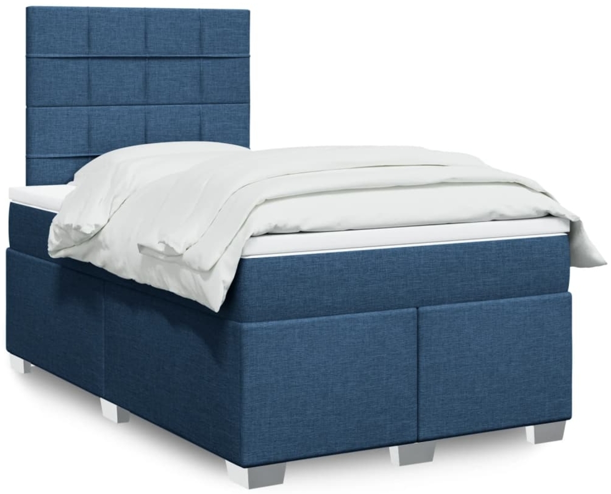 vidaXL Boxspringbett mit Matratze Blau 120x190 cm Stoff 3290433 Bild 1