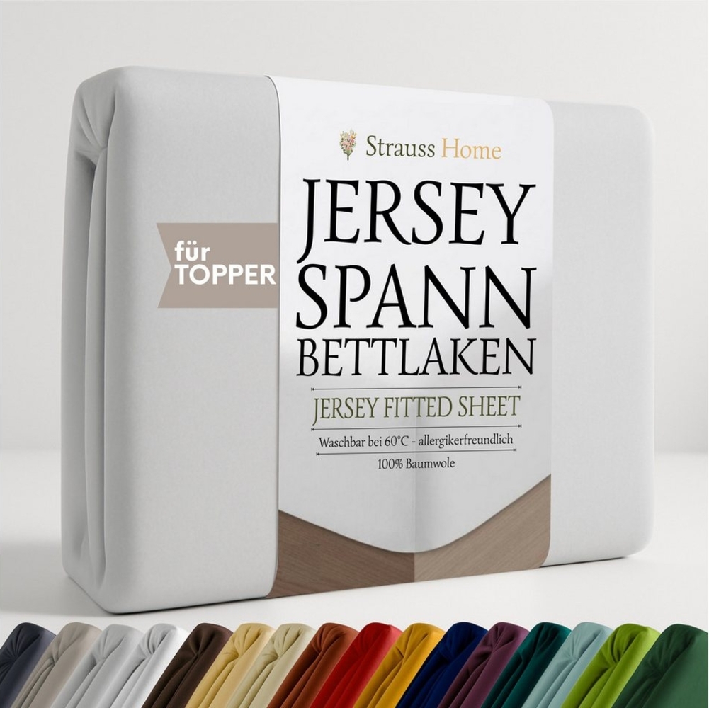 Strauss Home Spannbettlaken Premium Topper Spannbettlaken 150GSM für Matratzen-Topper 10cm Höhe, Gummizug: Rundumgummi, für Topper mit einer Höhe von 10cm, OEKO-TEX zertifiziert Bild 1