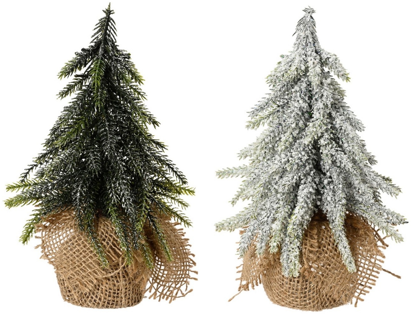 Kaemingk Künstlicher Weihnachtsbaum, Tannenbaum künstlich im Jutesack 20cm 1 Stück sortiert Grün / Weiß Bild 1