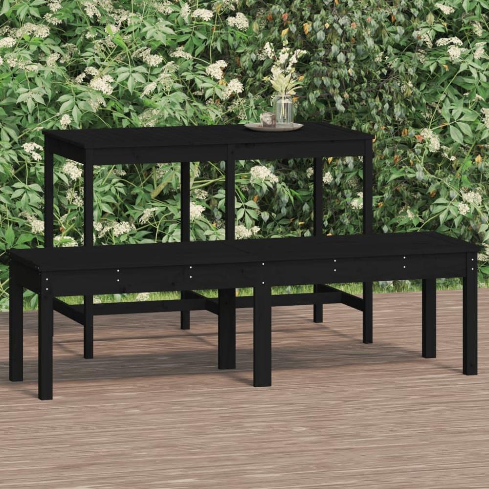 vidaXL Gartenbank 2-Sitzer Schwarz 159,5x44x45 cm Massivholz Kiefer 824015 Bild 1