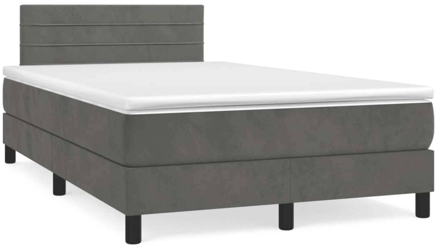 vidaXL Boxspringbett mit Matratze Dunkelgrau 120x190 cm Samt 3269844 Bild 1