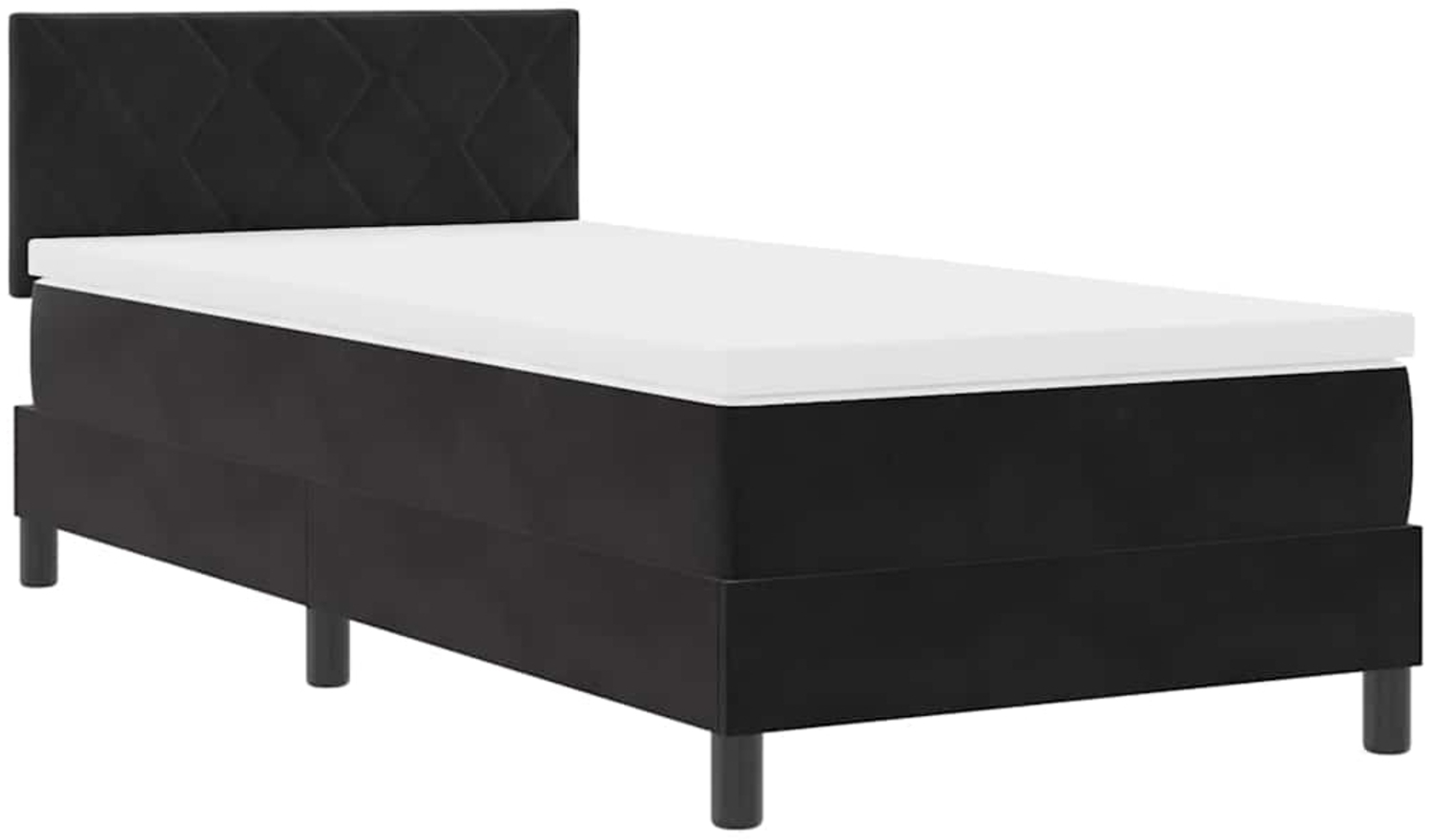 vidaXL Boxspringbett mit Matratze Schwarz 90 x 200 cm Stoff 3339214 Bild 1