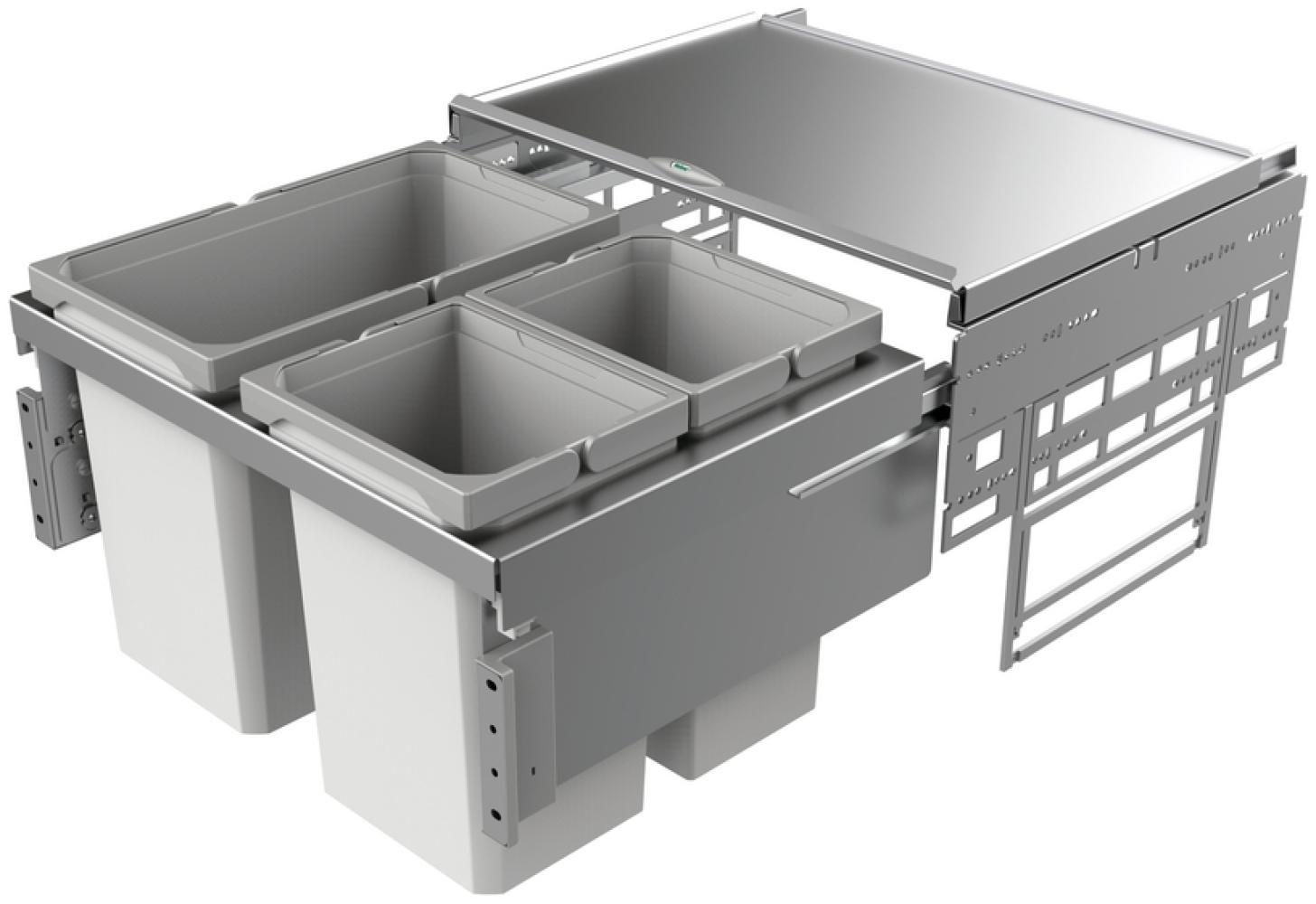 Abfallsorter Cox® Base 360 S/600-3 ohne Biodeckel, hellgrau / 60 cm Schrankbreite / Abfalleimer / Abfallsammler / Mülleimer Bild 1