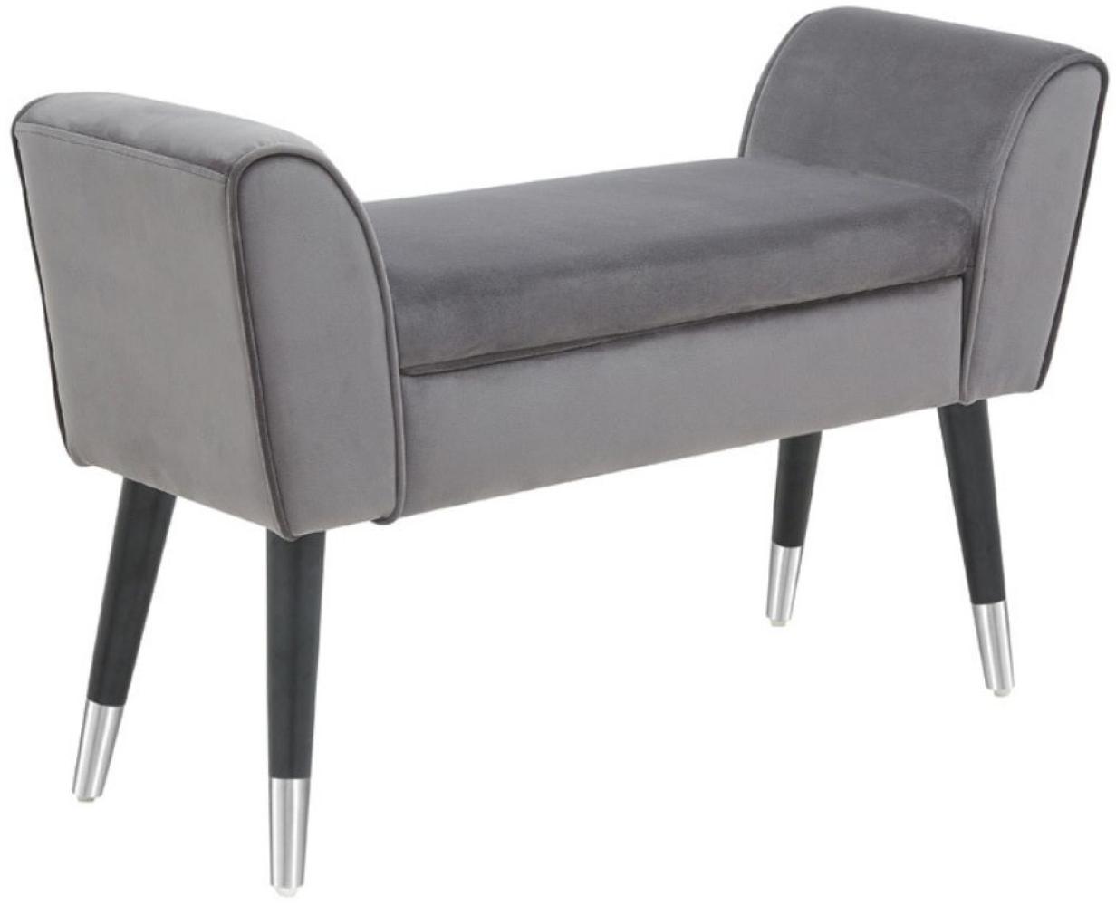 Elegante Sitzbank CAROLIN 90cm grau silber Samt Bank Bild 1