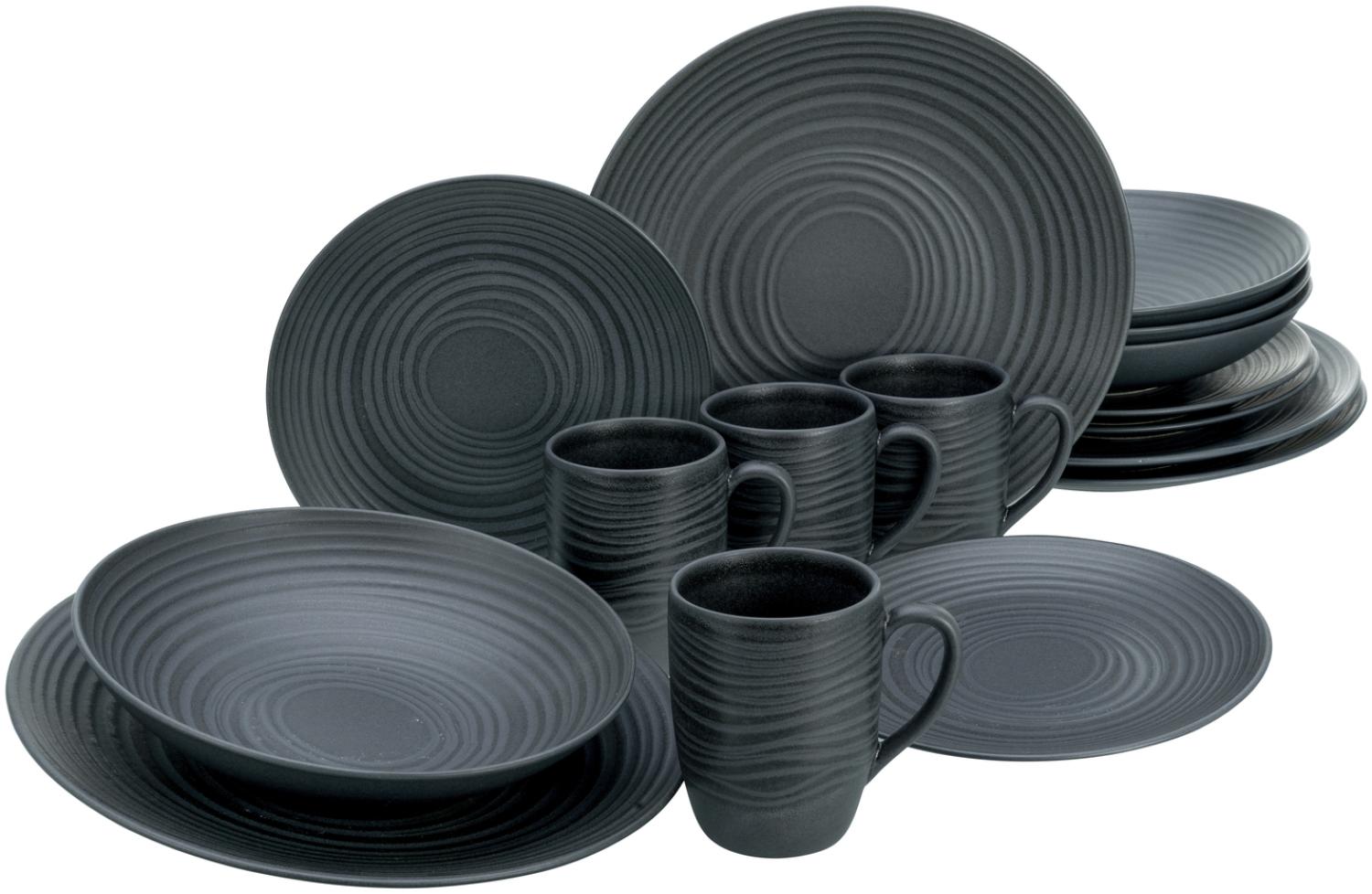 CreaTable 20538 Kombiservice Lava Stone für 4 Personen, Steinzeug, schwarz (1 Set, 16-teilig) Bild 1