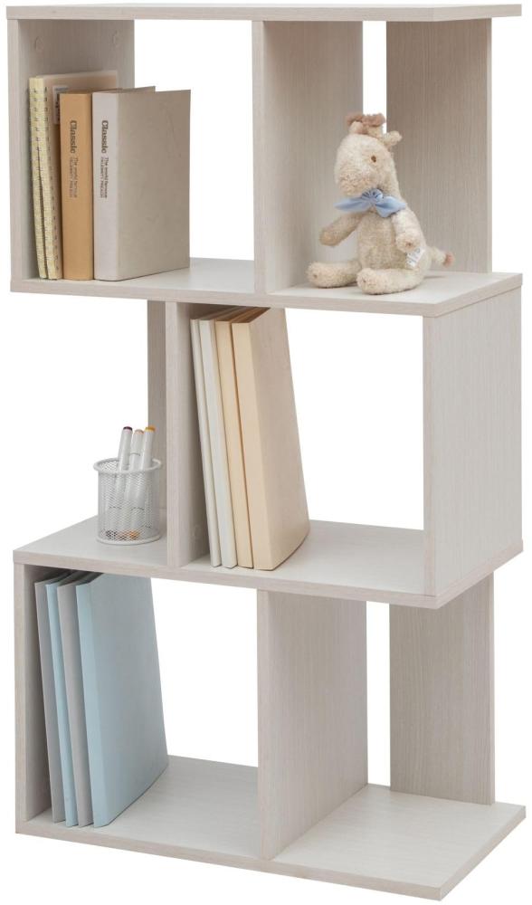 Iris Ohyama, Wandregal mit Ebenen, S-förmiges Möbel, 3 Regale, Modular, Wandbefestigungsset, Trennwand, Büro, Schlafzimmer, Wohnzimmer - Display Shelf SRK-W3 - Eiche weiß Bild 1