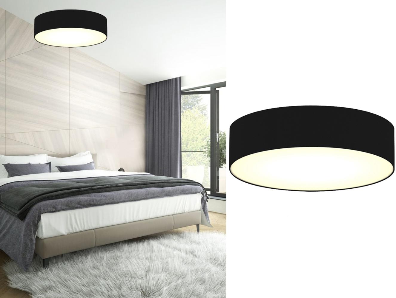 smartwares LED Deckenleuchte, Dimmfunktion, LED wechselbar, Warmweiß, große, Stoff Lampen-schirm Schwarz Design-klassiker Treppenhaus Ø 50cm Bild 1