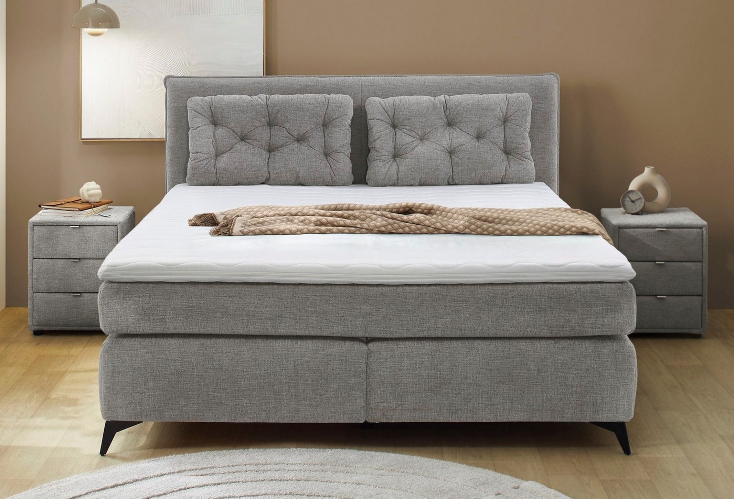 Jockenhöfer Gruppe Boxspringbett Chalet, inklusive Kissen, Wende-Bonell-Federkern-Matratze (H2/H3), PU-Schaum Topper Bild 1