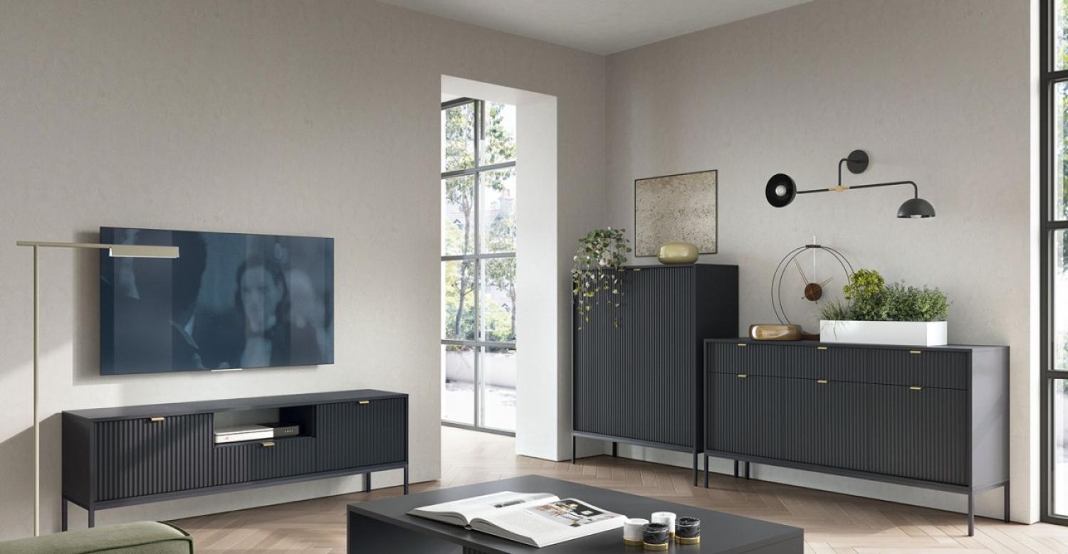 Wohnzimmer-Set Nova Wohnwand 3-teilig schwarz MDF Bild 1