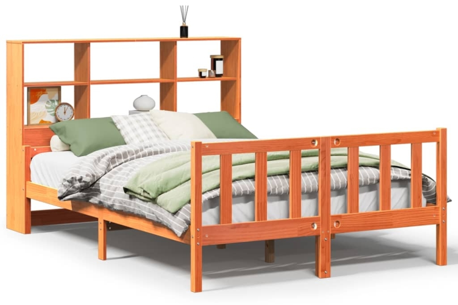 vidaXL Massivholzbett ohne Matratze Wachsbraun 160x200 cm Massivholz 3322153 Bild 1