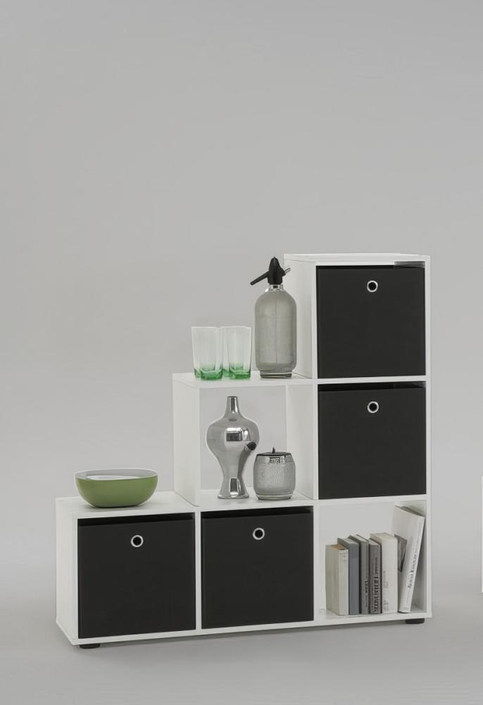 Raumteiler Tim mit 6 großen Fächern inkl. 4 Bodengleiter B 105 cm H 109 cm T 33 cm weiß Bild 1