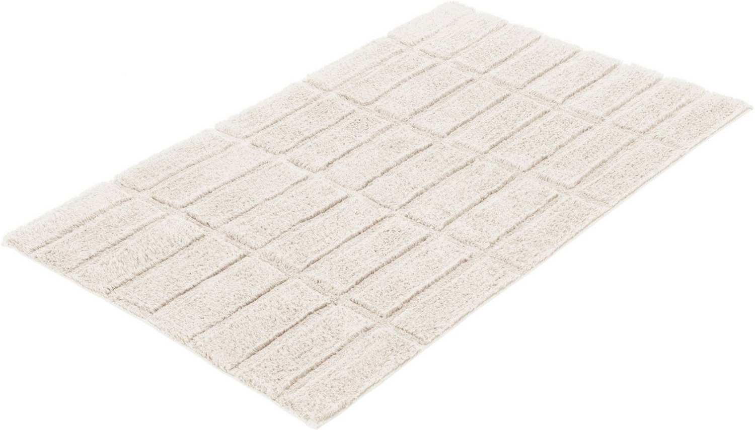 Kleine Wolke Badematte Tiles, Höhe 13 mm, rutschhemmend beschichtet, fußbodenheizungsgeeignet, Baumwolle, rechteckig, Badteppich, Uni Farben, Hoch-Tief Effekt Bild 1