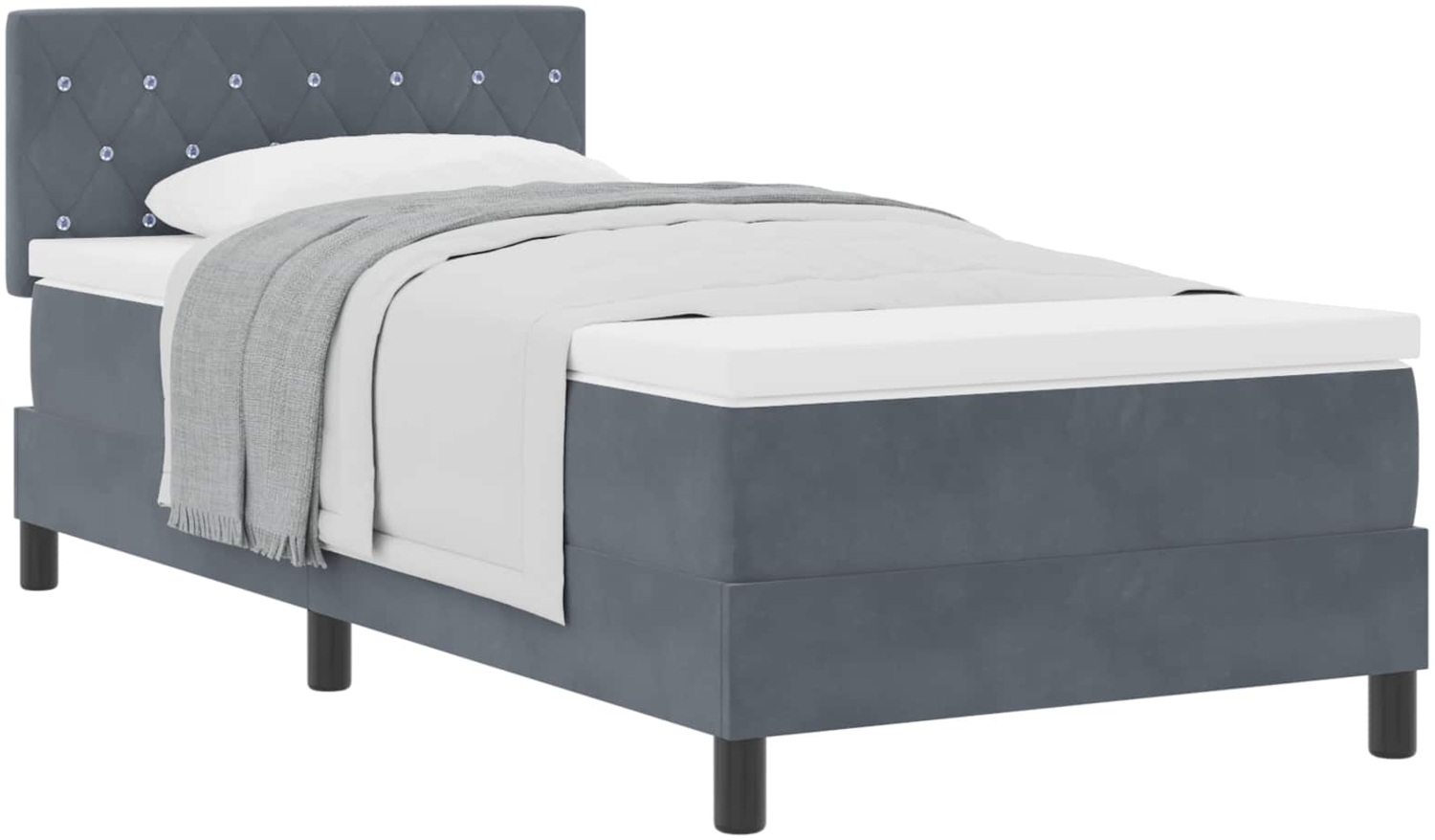 vidaXL Boxspringbett mit Matratze Dunkelgrau 100 x 200 cm Samt 3339087 Bild 1