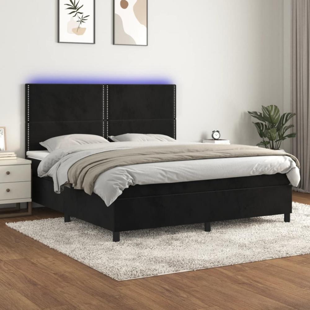 vidaXL Boxspringbett mit Matratze & LED Schwarz 160x200 cm Samt 3136073 Bild 1