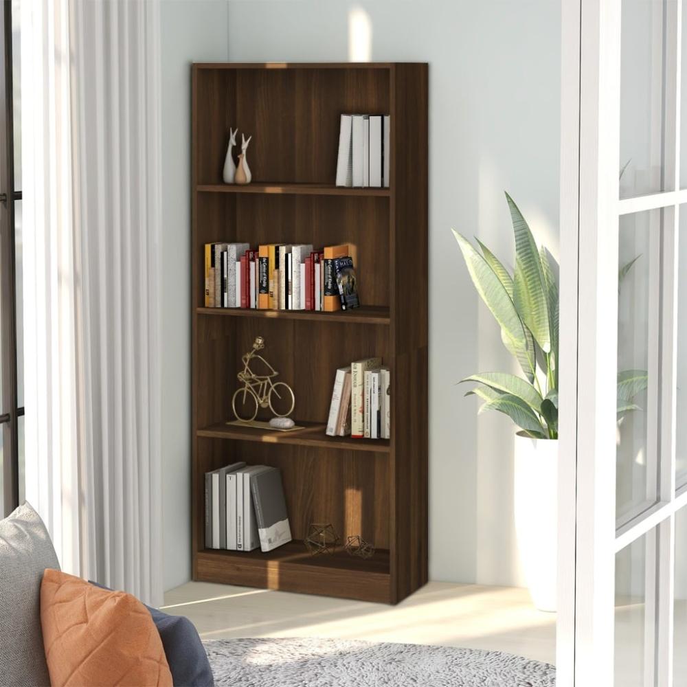 vidaXL Bücherregal 4 Fächer Braun Eichen-Optik 60x24x142 cm 815431 Bild 1