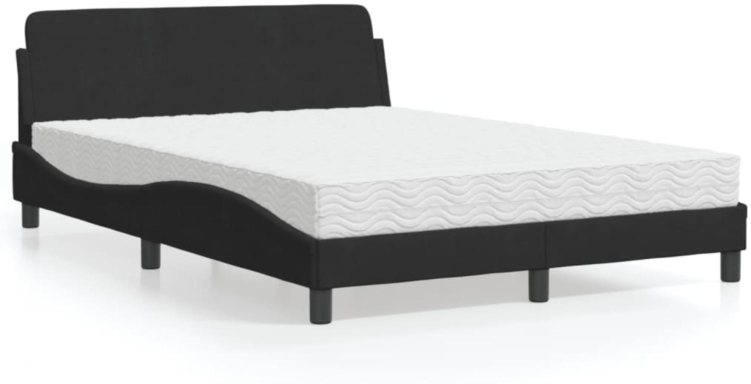 vidaXL Bett mit Matratze Schwarz 140x200 cm Samt 3208413 Bild 1