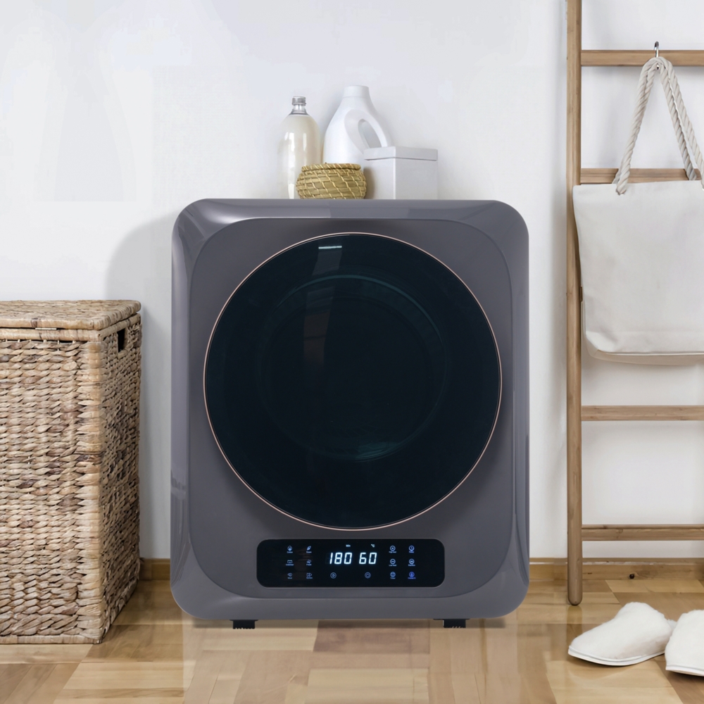 Kompakter Wäschetrockner 3kg/4kg – Wandtrockner mit 6 Programmen,LED-Display,UV-Funktion,Edelstahl-Trommel,850W,Grau Bild 1