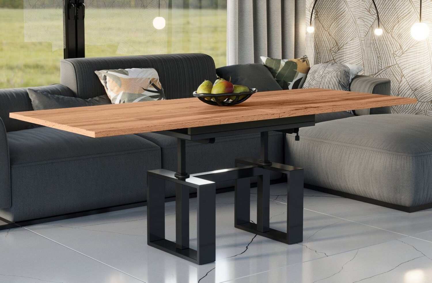 Endo-Moebel Couchtisch Empoli - ausziehbar 110-170cm und höhenverstellbar Doppellift Metall, Couch- & Esstisch, Funktionstisch, modern Design, umwandelbar Bild 1