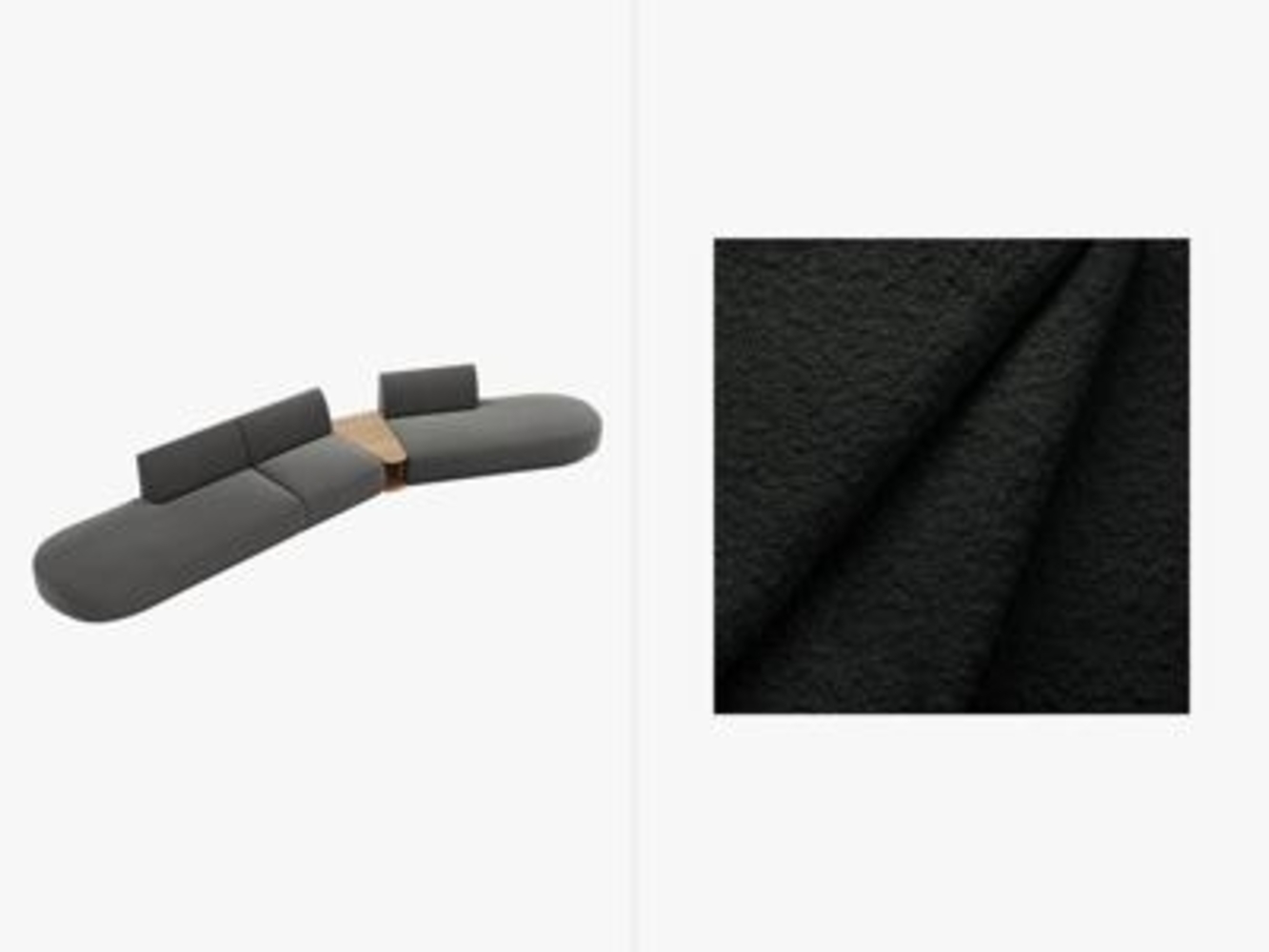 Micadoni Modulares Sofa Miley 5-Sitzer ohne Armlehnen Rechts Boucle Baloo Schwarz Bild 1