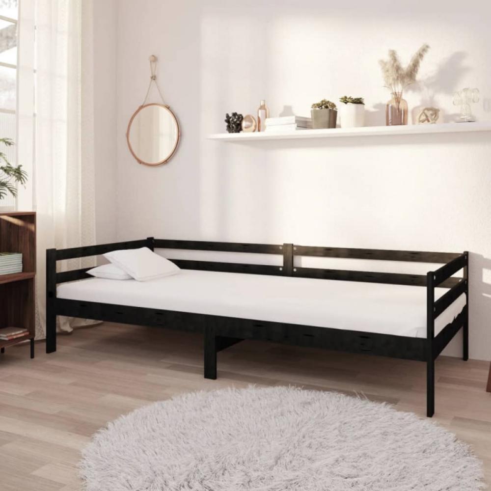 vidaXL Tagesbett mit Matratze 90x200 cm Schwarz Massivholz Kiefer [3083563] Bild 1