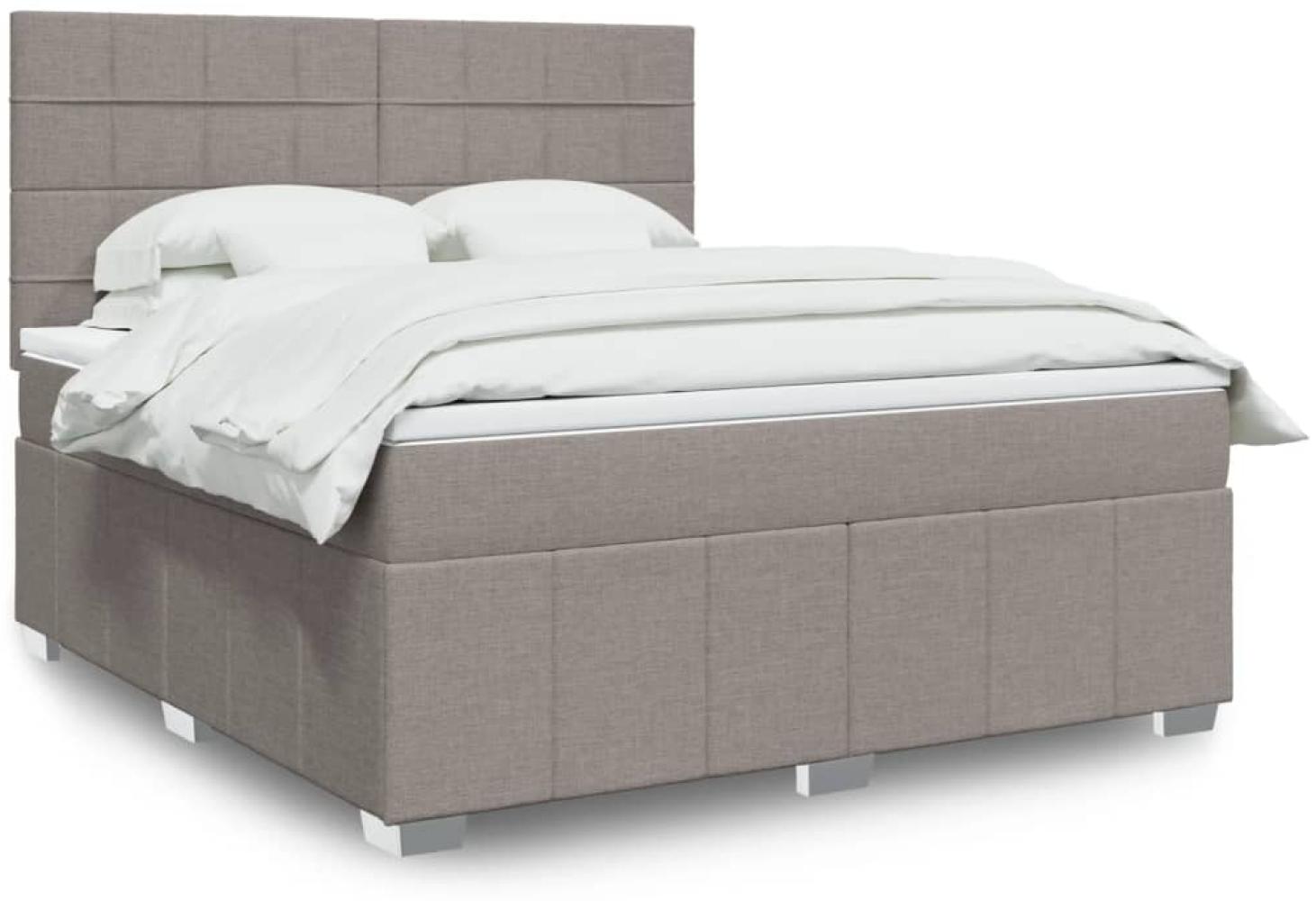 vidaXL Boxspringbett mit Matratze Taupe 180x200 cm Stoff 3294051 Bild 1