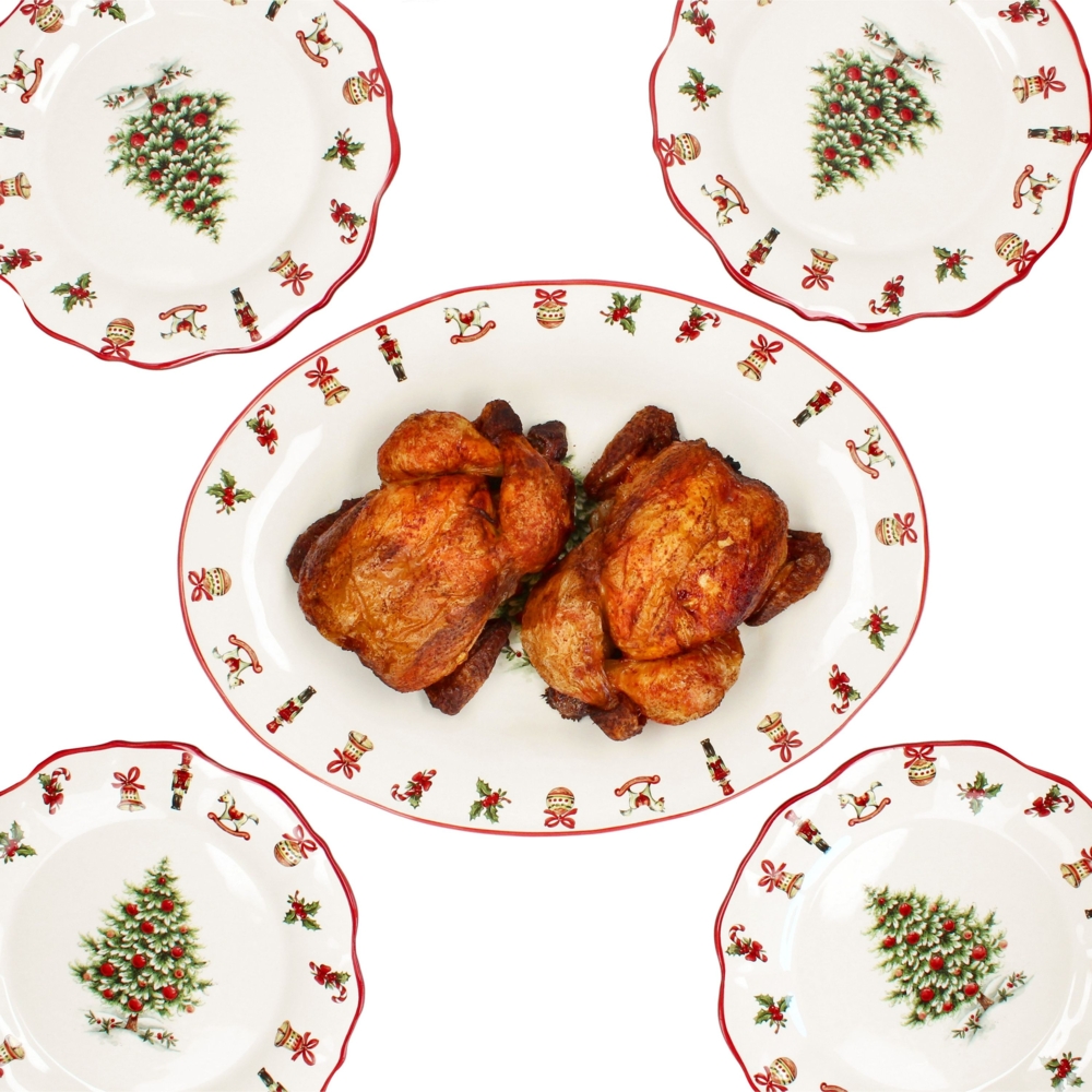 5tlg Lunch-Set Maestro Natale 4 Personen Speiseteller Servierplatte Weihnachten Bild 1