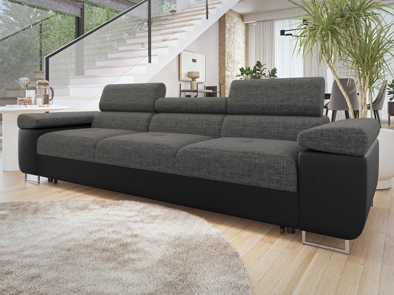 Schlafsofa Torezio III Bis mit Einstellbare Kopfstützen (Farbe: Soft 011 + Lux 06) Bild 1