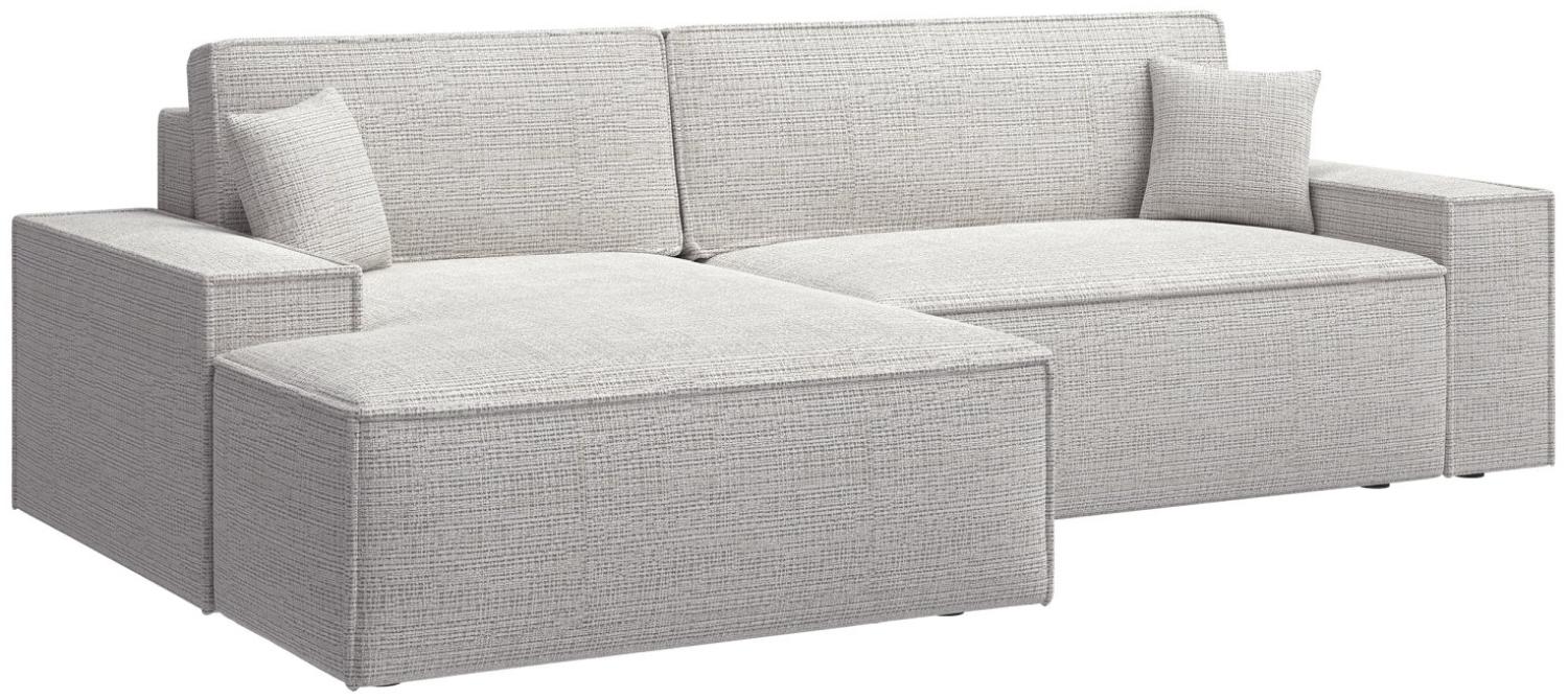 Selsey Farese New - Ecksofa mit Schlaffunktion, Chenille-Bezug in Grau-Beige, linksseitig Bild 1